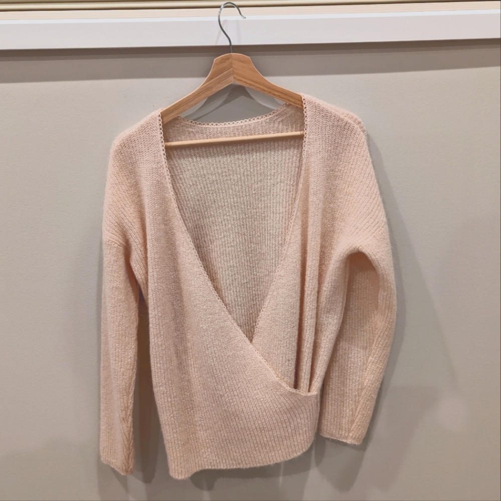 Sezane jumper wrap sweater blush